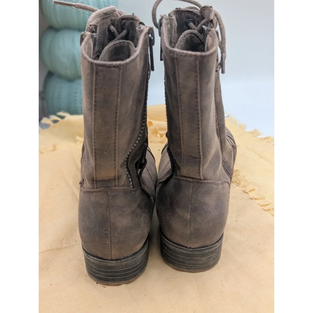 Rampage Ram-Jedi Brown Combat Boots Size 7 Grunge Faux Leather Bikercore Goth...